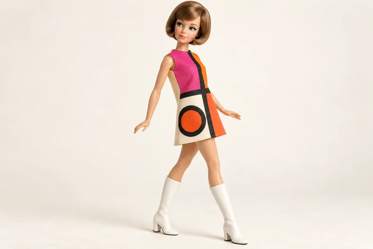 Mod-era Barbie dolls collector reference scene